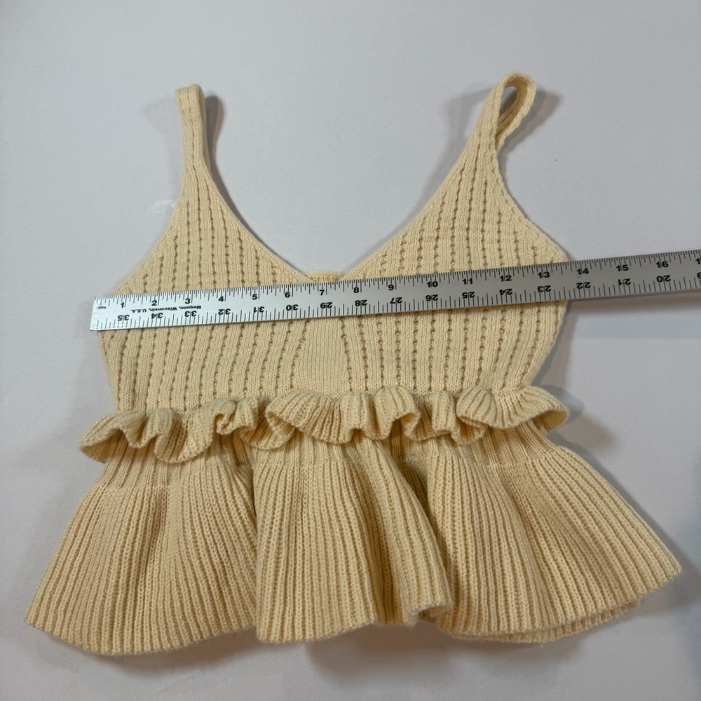 Cream Knit Ruffle Tank Top - Picture 5 of 6